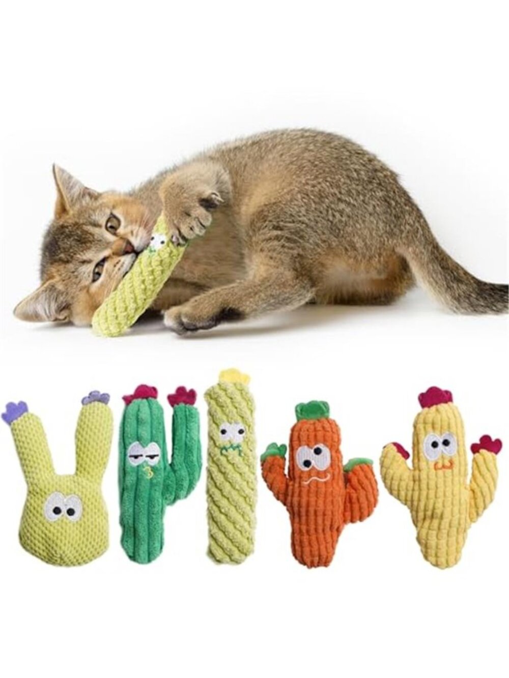 Cactus Catnip Toys, 100% Pure Organic Catnip-Filled Toys Without Cotton